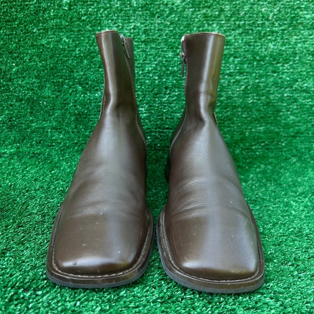 Banana Republic Brown Leather Square Toe Ankle Boots Made in Italy Mens‎ Size 8